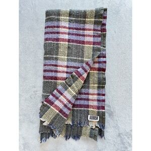 Vintage Irish Naturally Oiled Wool‎ Blanket Pullover Sweater Co Plaid 52x53 inch